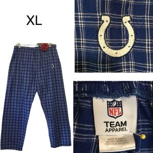 NFL Team Apparel Indianapolis Colts lounge PJ horseshoe emb blue white plaid XL